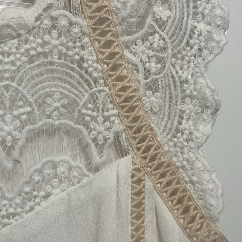 Anthropologie En Elly White Tan Lace Blouse Cottage Romantic Size XS - Picture 5 of 9